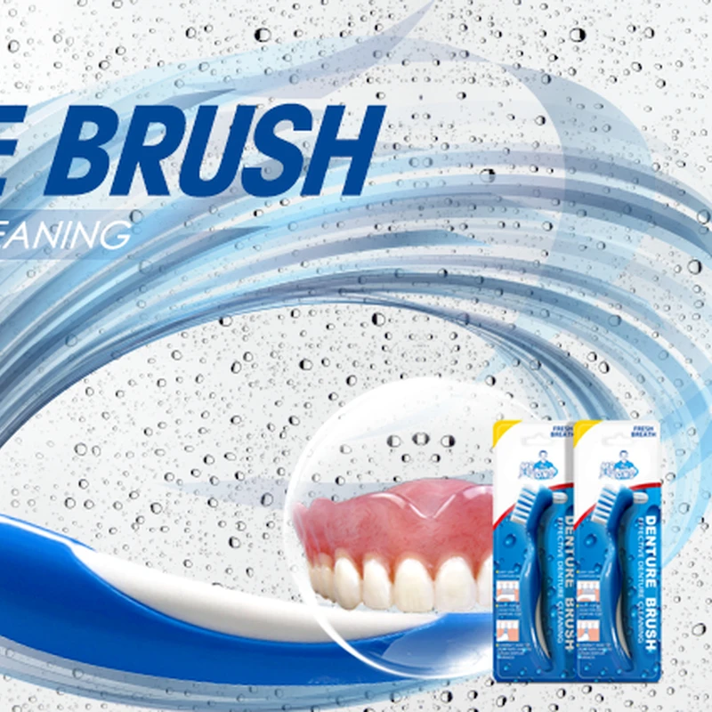 

Denture Cleaning Brush Bristles & Ergonomic Rubber Handle Multi-Layered Bristles False Teeth Brush Oral Care Tool