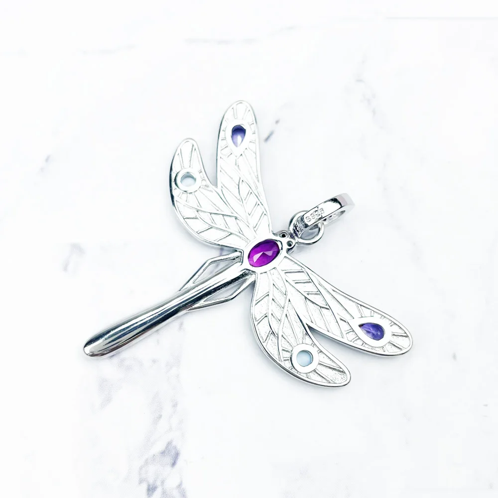 Pendant Colorful Dragonfly 925 Sterling Silver Fine Jewelry Accessories Fit Necklace Bohemia Trendy Fashion Gift For Women