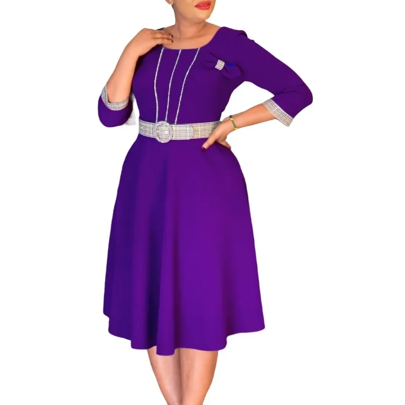 

African Dresses For Women Elegant 2026 Dashiki Autumn Summer Midi Dress Ladies Traditional African Clothing Fairy Dreaes