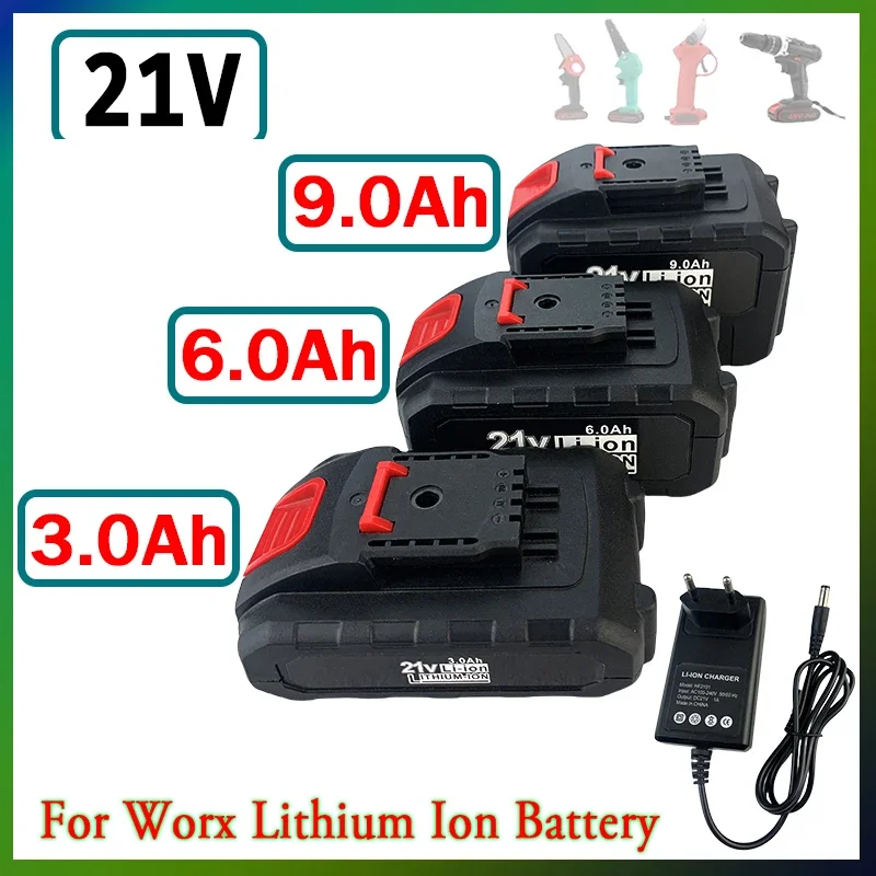 21V 3.0Ah/6.0Ah/9.0Ah Rechargeable Battery Lithium Ion Battery High Capacity For Worx Electric Power Tool Battery