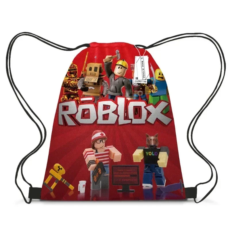

Рюкзак из полиэстера с принтом Roblox Anime, сумка для хранения, студенческая сумка для учебы, мультяшная сумка для хранения, сумка из пеньковой веревки, подарок