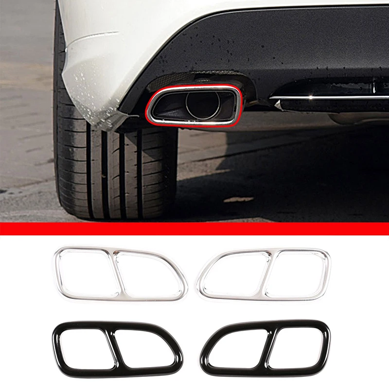 Stainless Steel Exhaust Pipe Decor Trim For Mercedes Benz CLA C117 SLK 2009-2016 2 Pcs Polished Tail Throat Cover Auto Parts