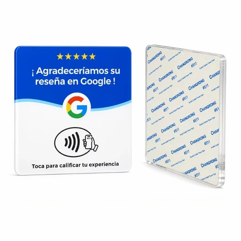 10 Pack Spanish Acrylic NFC Google Review Card 100000+ Cycles Touchless Social Media Stand for Business