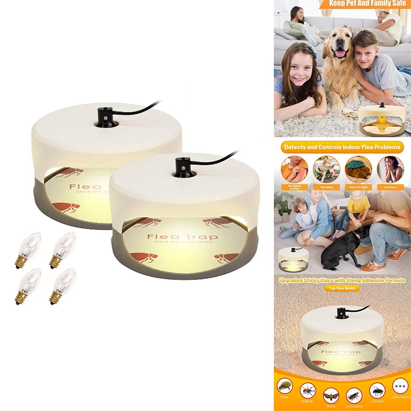 

AFBC 2PCS Fleas Traps For Inside Your Home Indoor Bed Bug Trap With Bulbs Friendly To Pets & Kids Sticky Trap Light