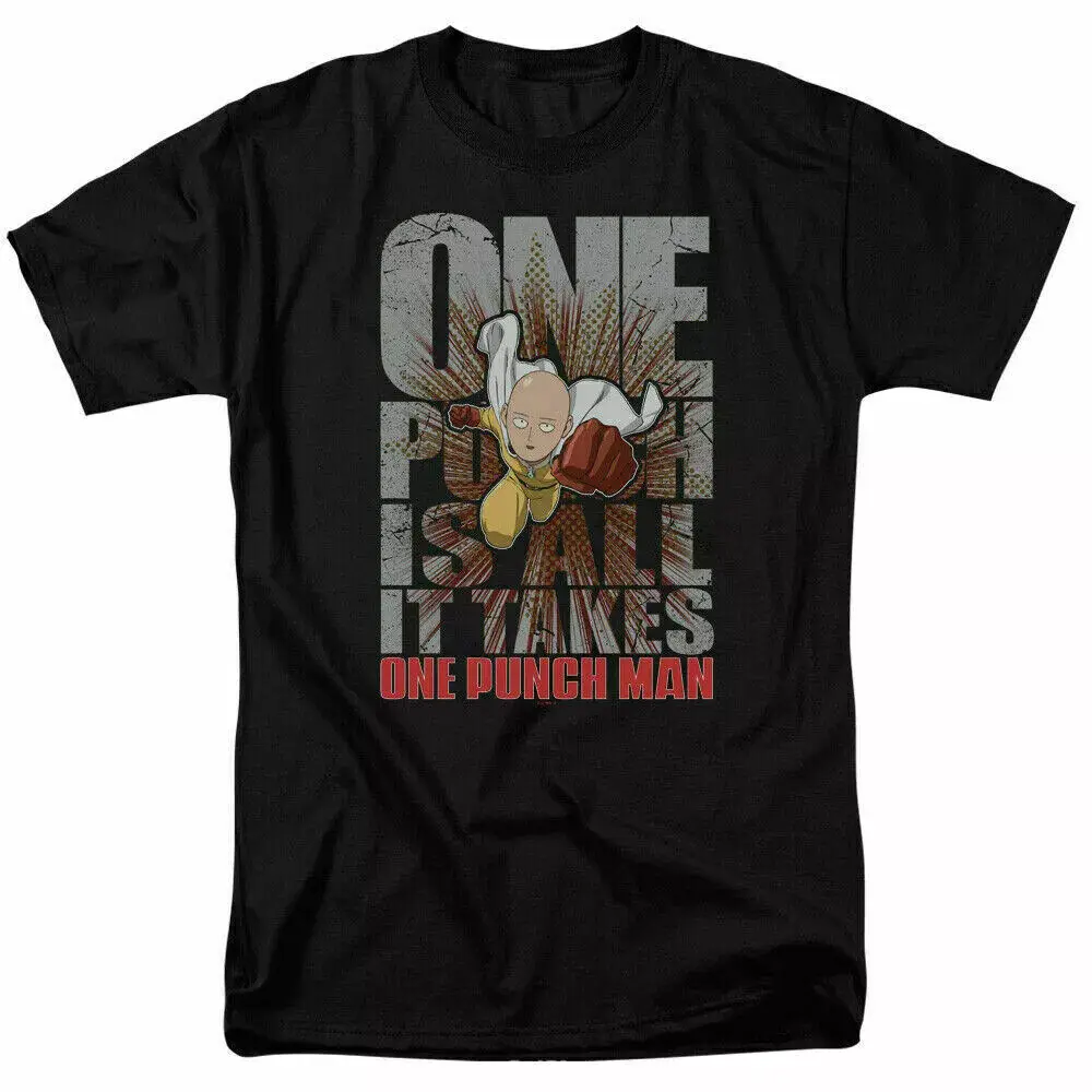 

One Punch Man Is All It Takes T Shirt Mens Hot Cartoon Black