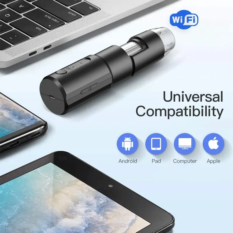 Microscópio digital wi-fi, ampliação 50x-1600x, microscópio portátil com suporte ajustável para crianças, presentes, suporte para ios e android