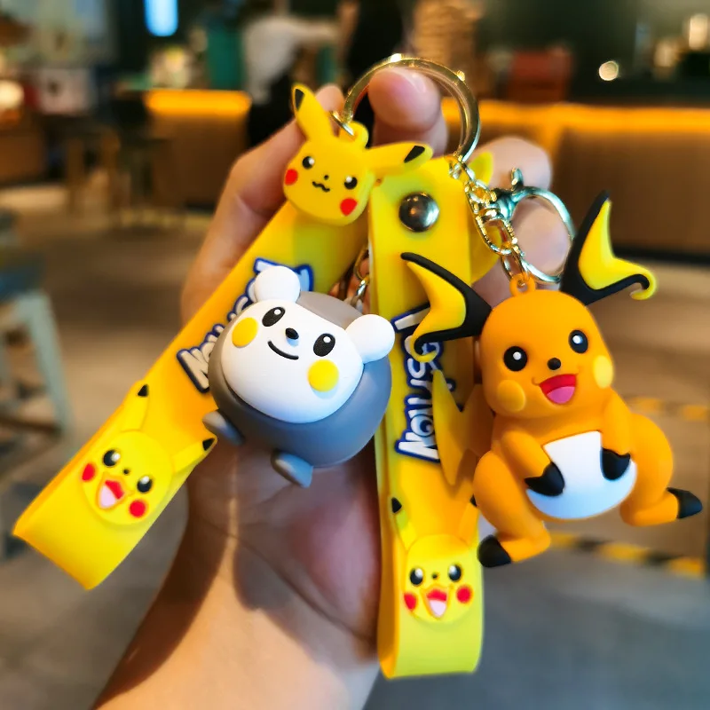 Anime Pokemon Cartoon Keychain Backpack Pendant Pokemon Raichu Pikachu Pichu Mimikyu Togedemaru Figures Model Keychain Toys Gitf