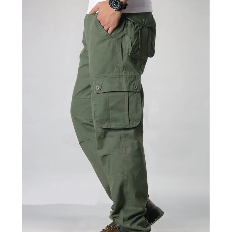 

Men's Cargo Pants Mens Casual Multi Pockets Military Tactical Pants Men Outwear Straight slacks Long Trousers Large size 42 44