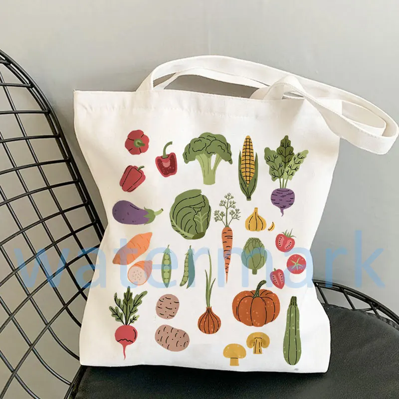 Bolso de mano con diseño de setas para uso en el jardín, bolsa bonita para tienda de comestibles, para el mercado de verduras, ropa de algodón