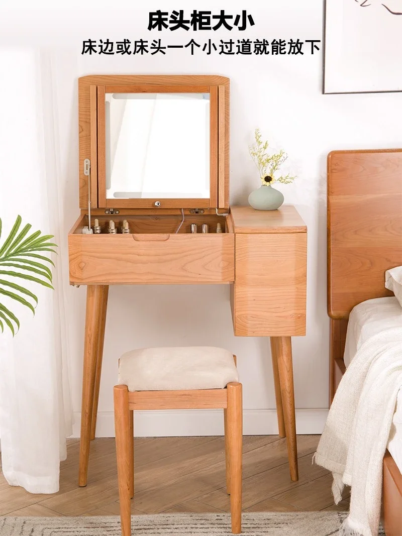 Style japonais, bois massif, coiffeuse, petite clapet, chambre à coucher, coiffeuse, compacte
