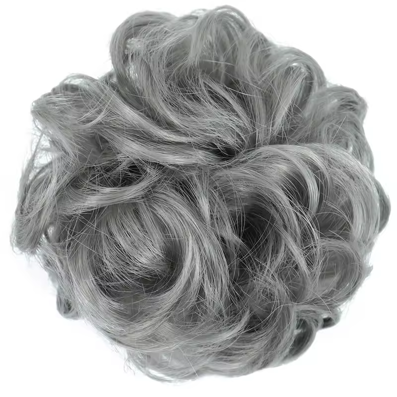 Azqueen Synthetic Messy Bun Chignon Donut Gary Brown Color Hair Bun Pad Elastic Hair Rope Rubber Band Hair Extensions - Image 29