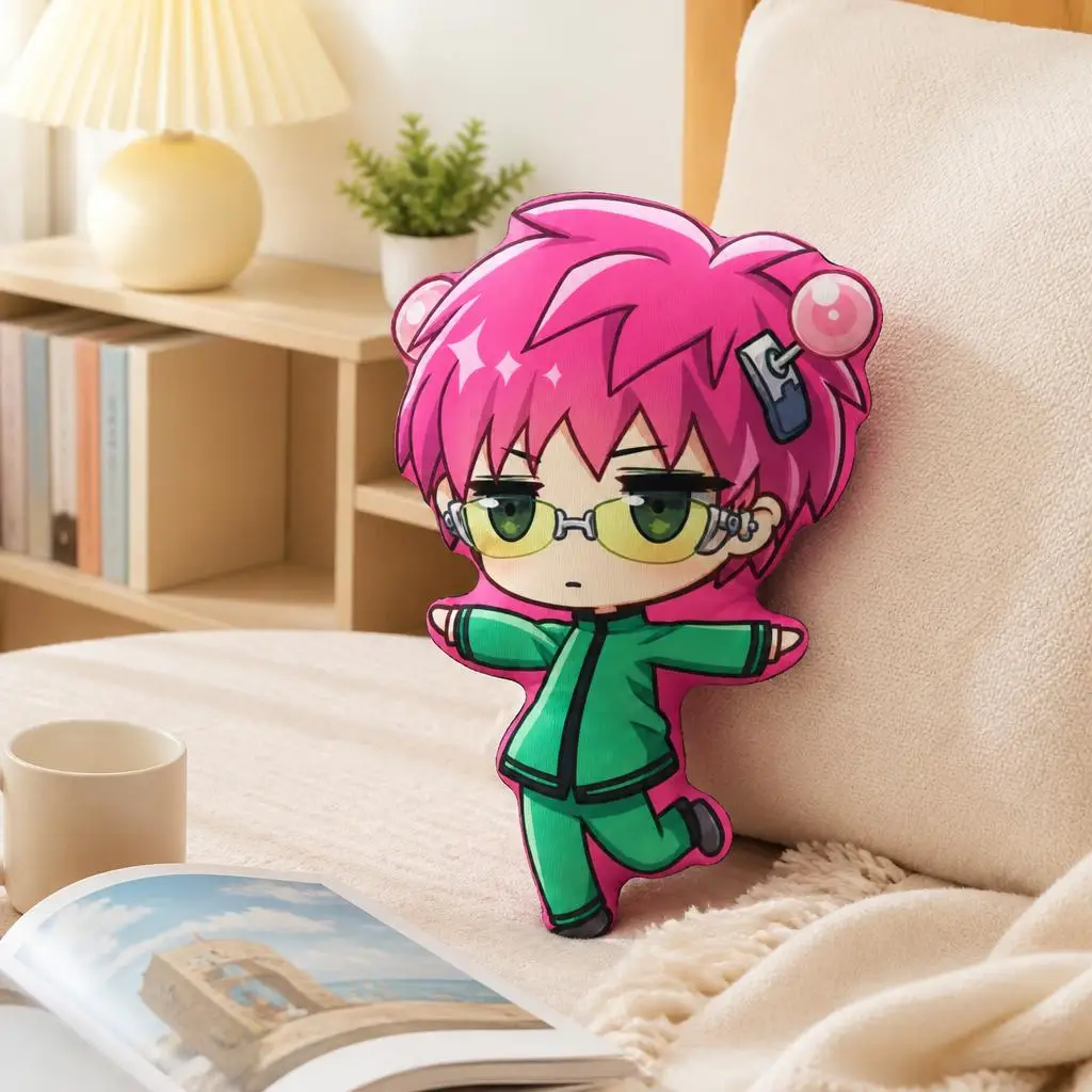 Saiki Kusuo Jump Pose 2D Flat Printing Shaped Stuffed Throw Pillow Decorative Cushion Pillow for Sofa Room Party Decor