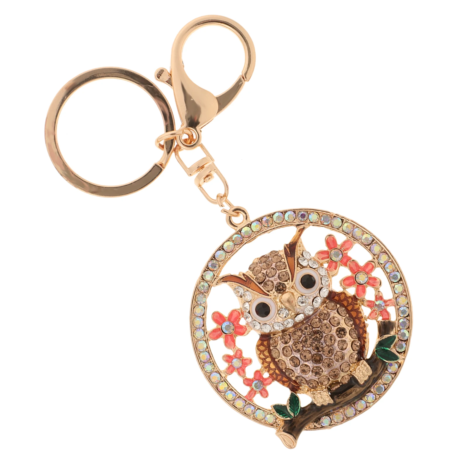 

Owl Shaped Keychain Rhinestone Owl Key Chain Metal Keychain Decorative Pendant Lifelike Model Car Ornament Bag Decor