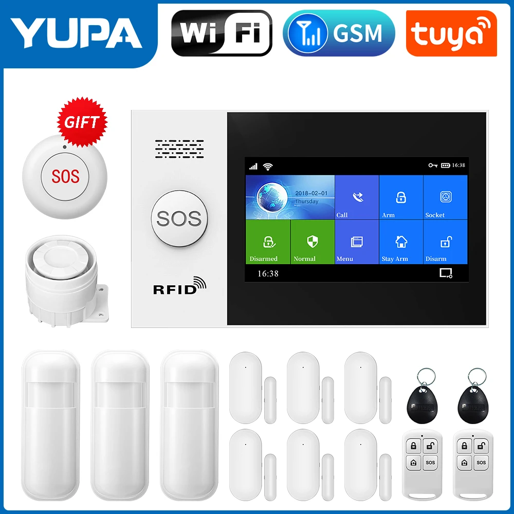 Security Alarm System Zone Auto Dial GSM SMS Home Burglar Security Wireless WiFi Alarm System Detector Sensor Kit Remote Control