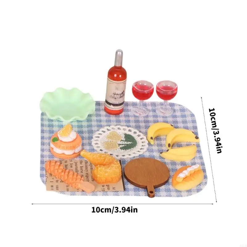 Miniatur-Picknick-Mahlzeit-Lebensmittelmodell-Figurenset Maßstab 1:12 für Puppenhaus mit realistischen und Utensilien – Detail 6
