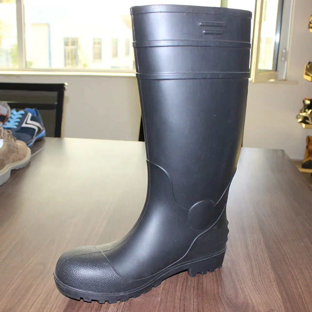 

1Pair High Knee Rain Boots for Men Injection Molded Seamless PVC Rainproof Shoes Abrasion Resistant Farm Boots with Reinforced