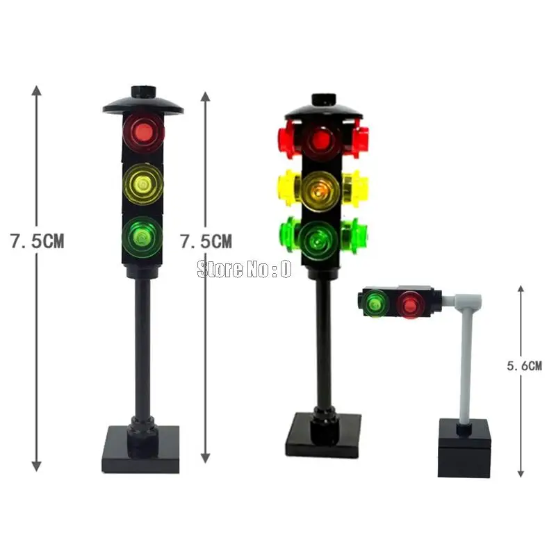 Treno de estrada semáforo sinal telégrafo pólo diy moc crianças educacional tijolo blocos de construção brinquedo