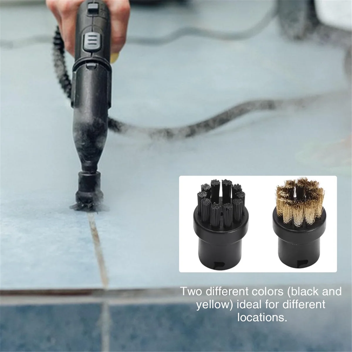 8pcs Steam Cleaner Accessories for Karcher SC1 SC2 SC4 SC5, Brush Attachment Set ,Round Brush Sets Flat Brush Heads