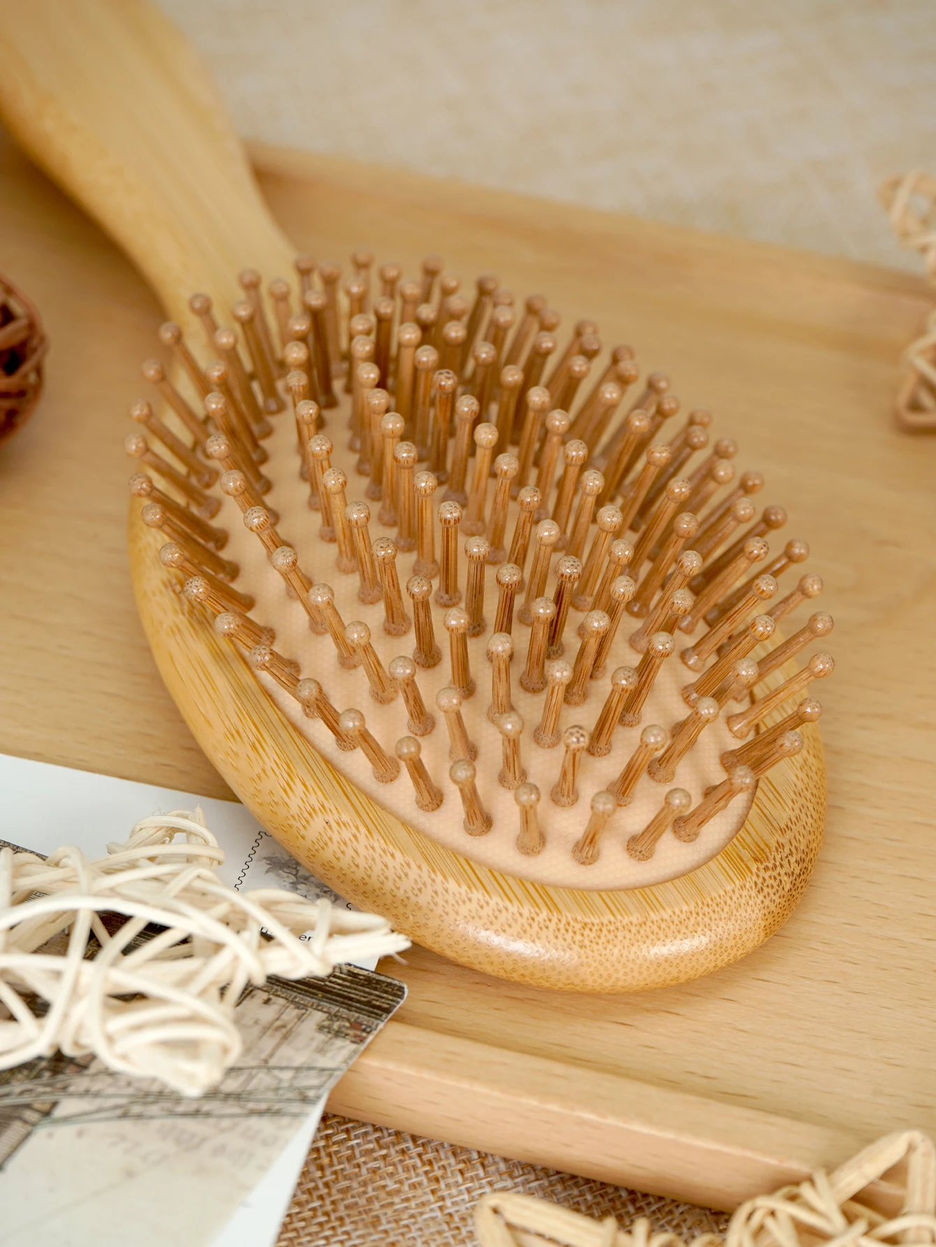 Custom Bamboo Hair Brush Air Cushion Personalized Hairbrush Detangling Scalp Massage Comb Salon Barber Styling Tools view 6