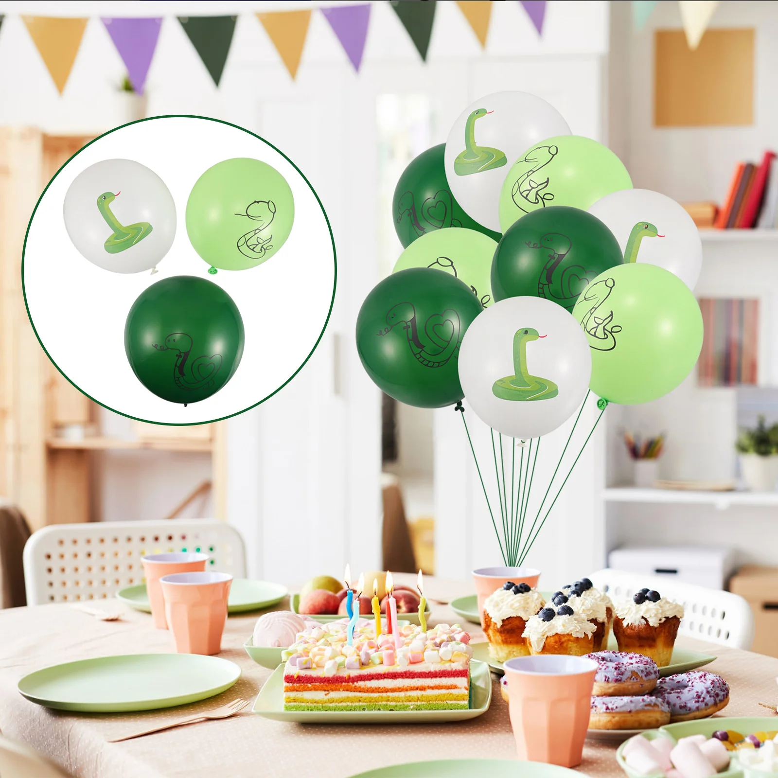 

18Pcs Large Snake Balloon Decor Set Cartoon Style Inflatable Party Pendant for Unforgettable Celebration Snake Party Decoration