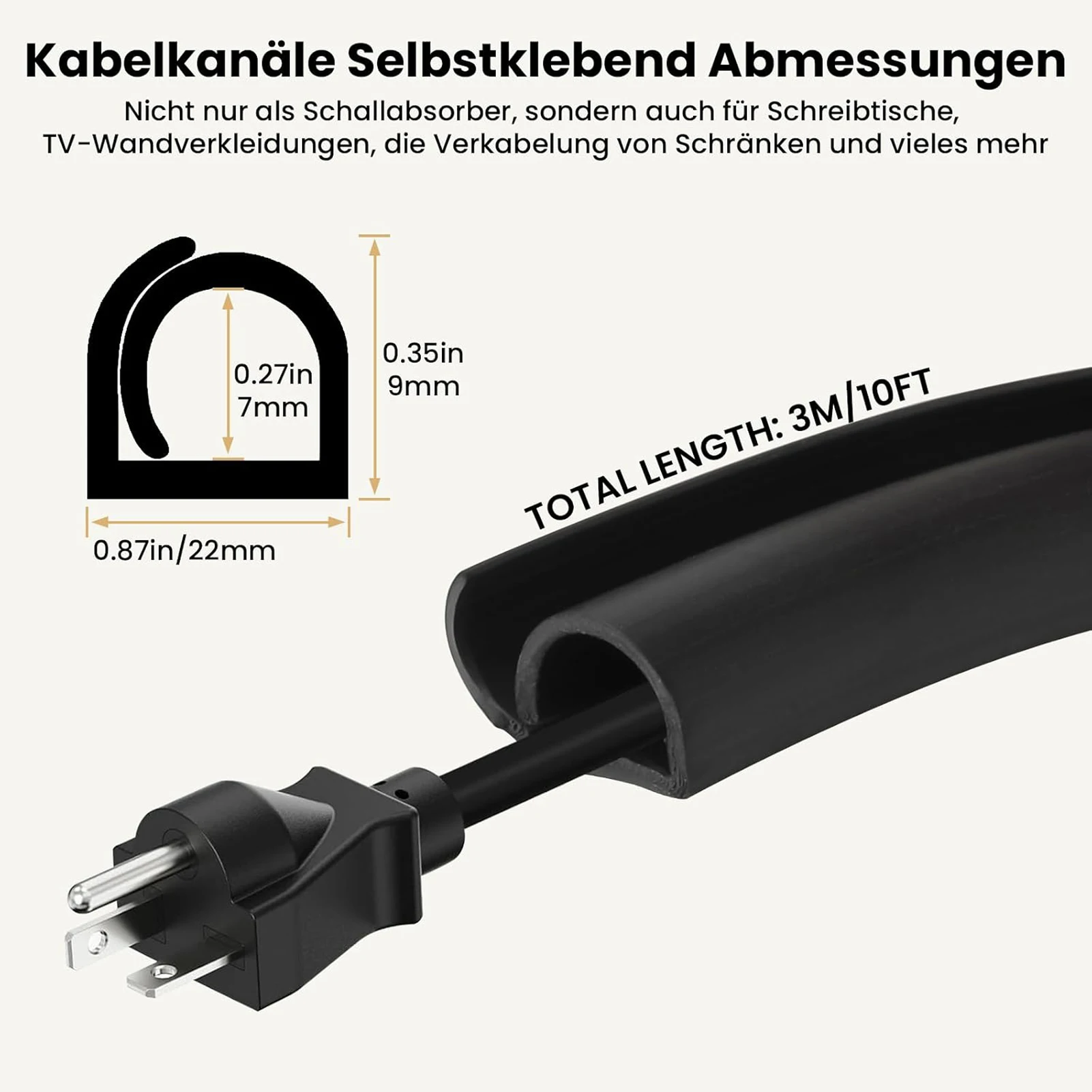 Cable Raceway PVC Self Adhesive Wire Management Channel Side Opening Cover for Studio Desk TV Wall Cable Organization Durable