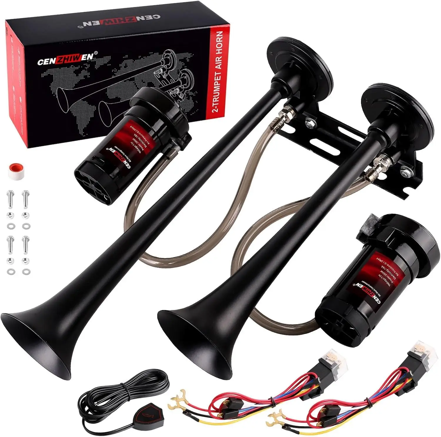 

Комплект двухтрубных пневматических гудков с компрессорами, 12В, 150 дБ, громкие, для грузовиков, внедорожников, мотоциклов