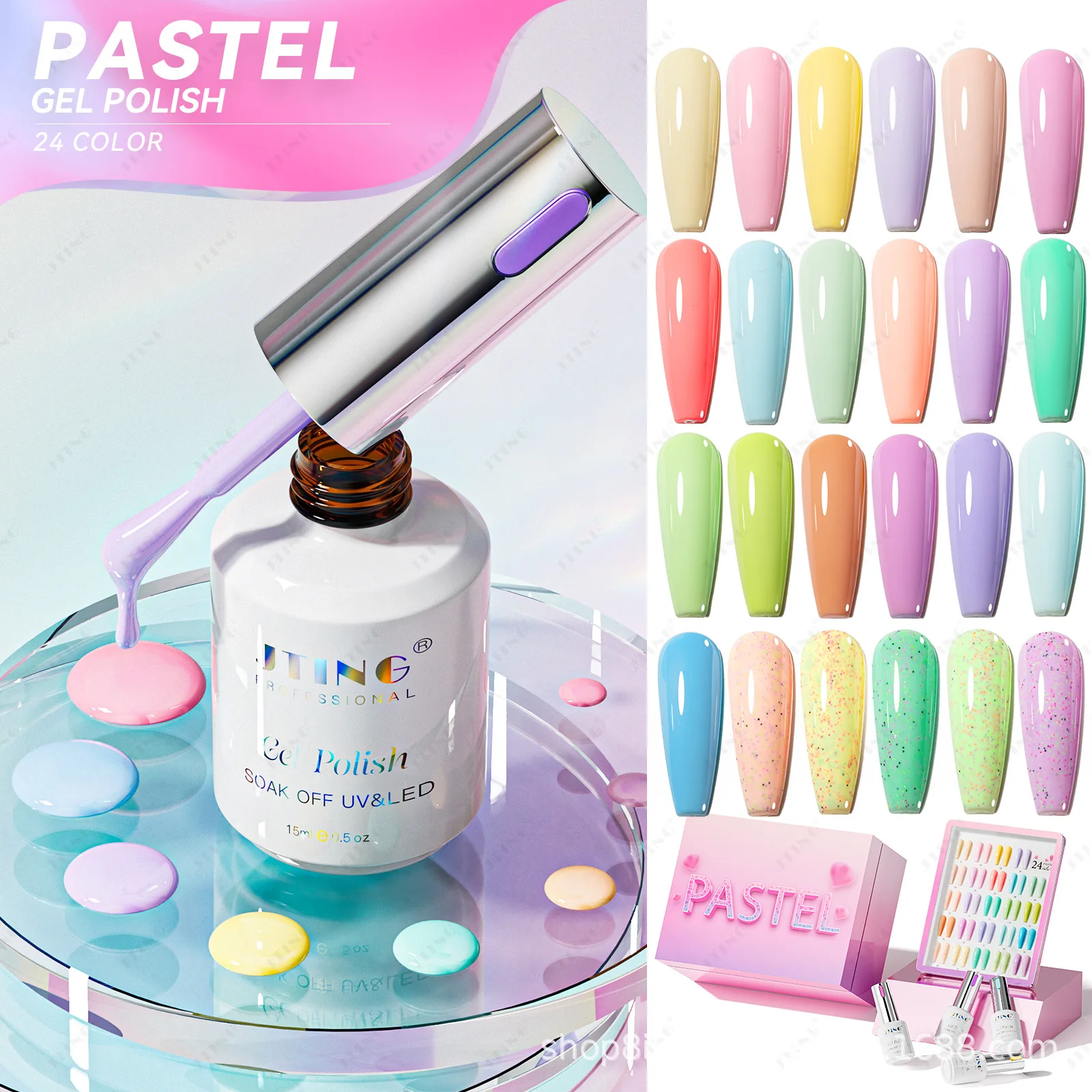 

Eleanos High Quality 24 Colors 15ml Macaron Candy Gel Polish Set With Color Book For Nail Salon Marnicure Semi Permanent UVGel