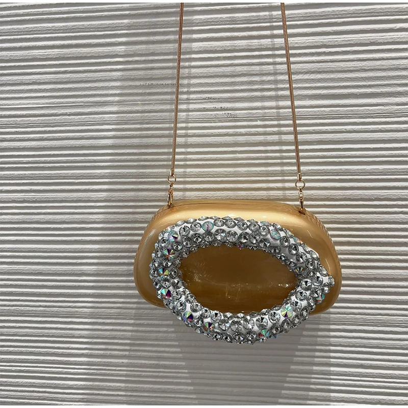 

Diamond-studded Wine Red Box Bag Brand Design New Style Light Luxury Elegant Banquet Versatile Hand-held Crossbody Banquet Bag