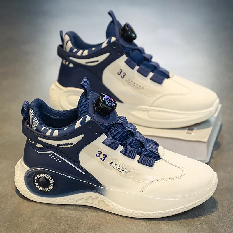 2025 Mens Sneakers with Rotating Buckle Comfy Non Slip Lace up Durable Shoes for Mens Outdoor Activities