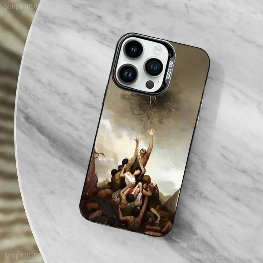 حافظة هاتف Art F-Francisco G-Goya لهاتف iPhone 11,12,13,16,14,15, Mini, Pro,XS,MAX غطاء أسود غير لامع مقاوم للصدمات