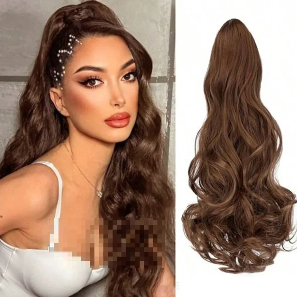 

Synthetic Hairpin-on Natural Simulation Hair Women's Wave Curled Long Wig Fake Ponytail Hairdressing