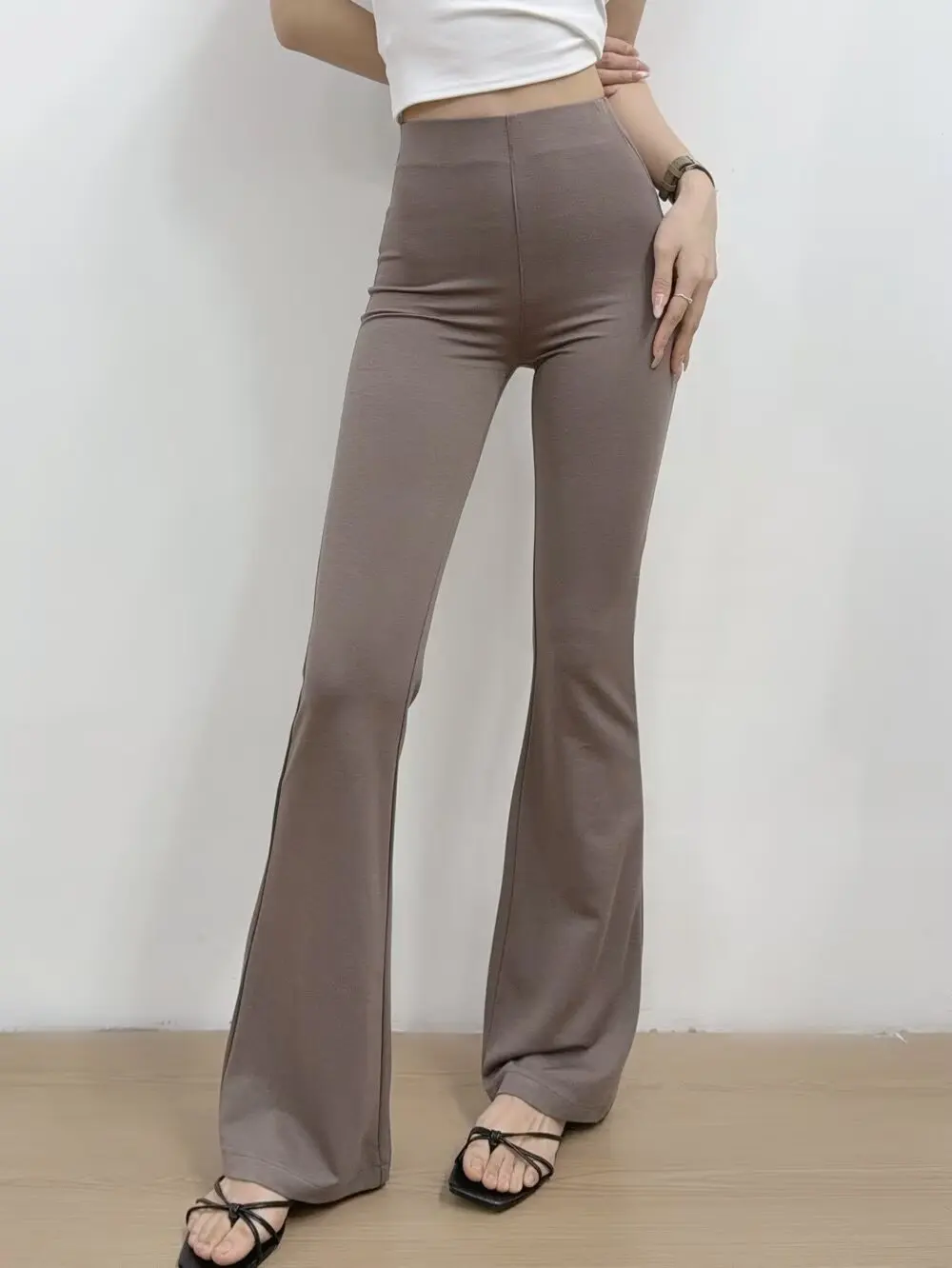 

Женские повседневные брюки с высокой талией, облегающие, с манжетами, для йоги, эластичные, с легким расклешением, для работы и отдыха