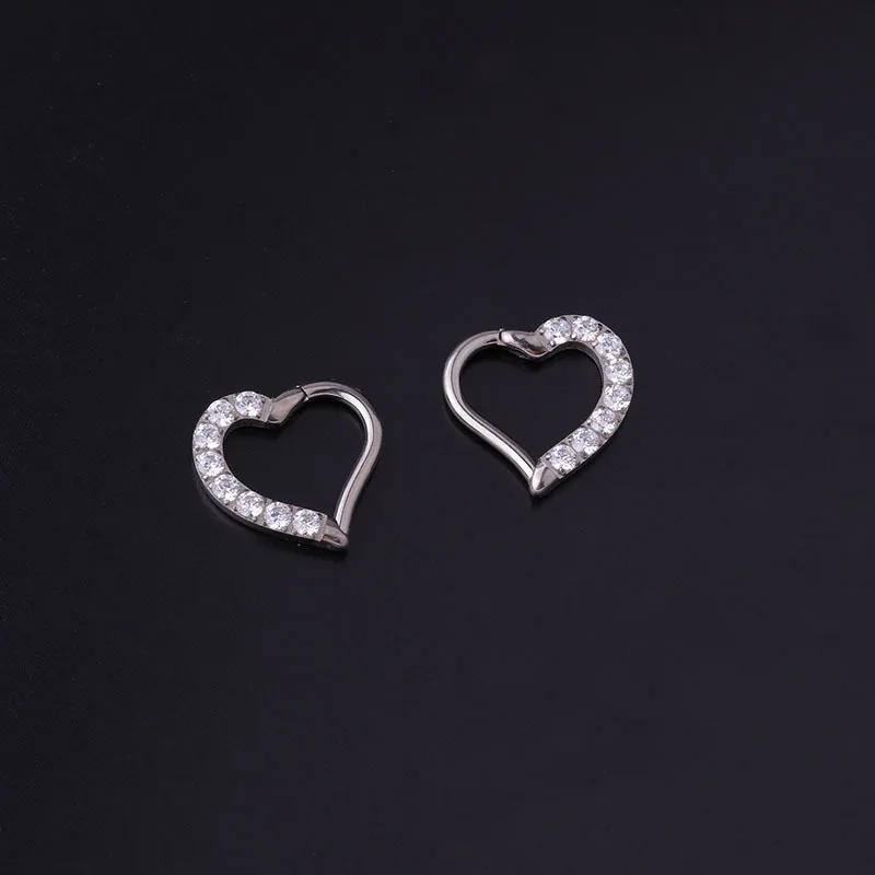 

1Pc G23 Titanium Small Heart Cz Hoop Cartilage Earings Tragus Helix Rook Hot Ear Piercing Jewelry