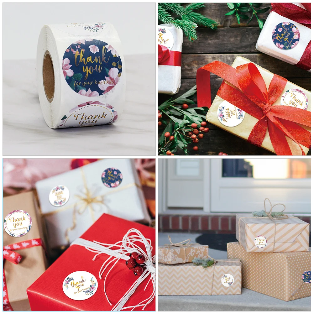 

Round Thank You Stickers Wrapping Gift Tag Wedding Self-adhesive Packaging Pvc Themed
