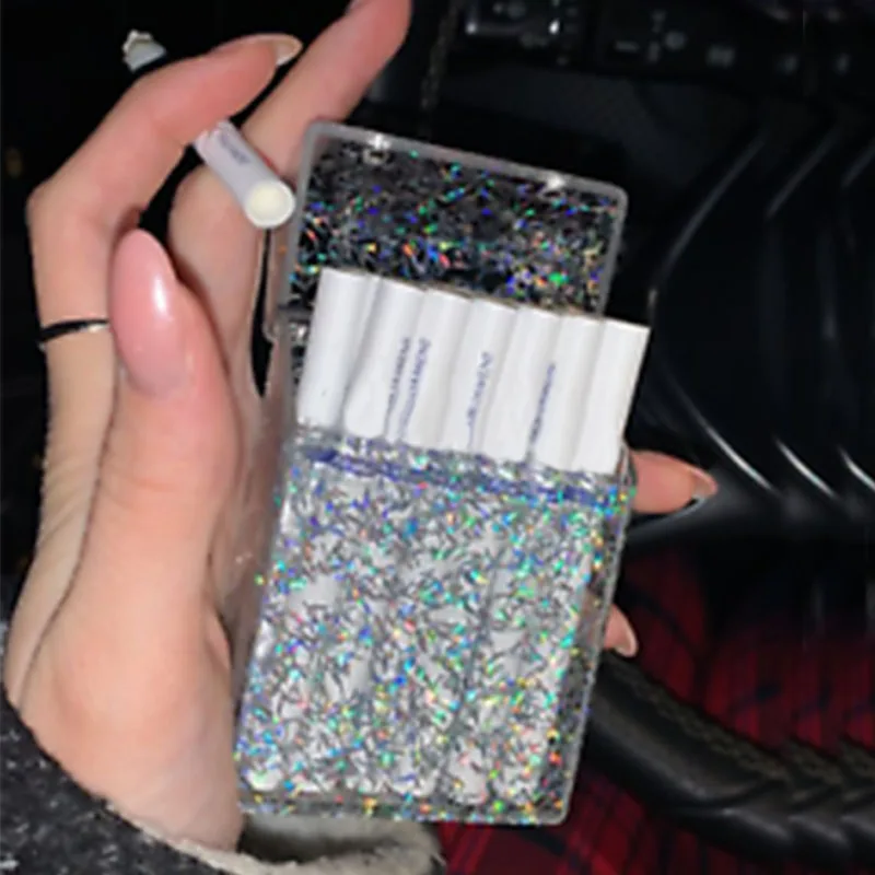 Cigarette Case Plastic Gift Hold 20 Cigarettes Holder Pocket Box Blingbling Photo Card Holder Box Sealed Box 1PC