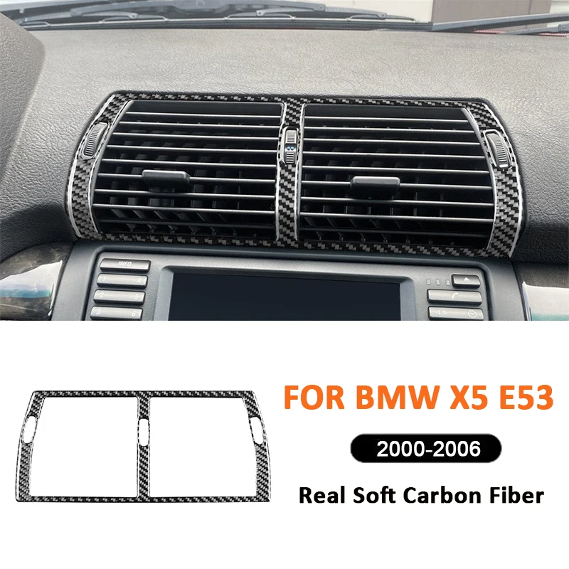 For BMW X5 E53 2000-2006 Carbon Fiber Car Accessories Central Console Air Conditioning Outlet Frame Interior Decoration Sticker