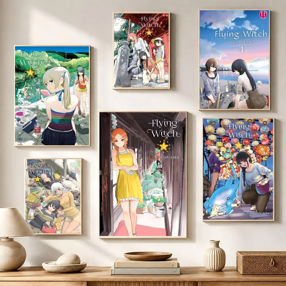 Anime Japanese Classic Flying Witch Poster High-definition waterproof stickers, suitable for home décor,holiday decorations