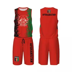 Team-up Afghanistan Flag Grain Men Basketball Jersey Set Shirt & Pants Sleeveless Custom Name Nunber Exclusive