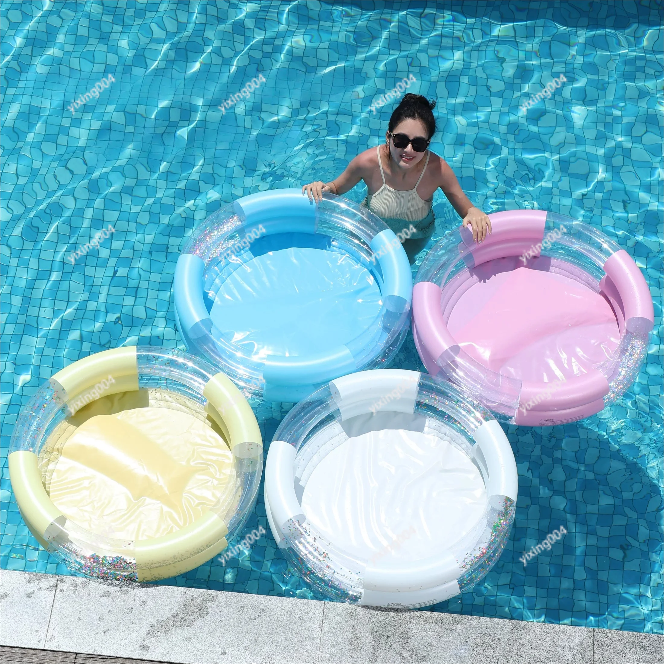 Transparent Inflatable Floating Bed Water Float Mat For Swimming Pool Stream Summer Outdoor Water Fun