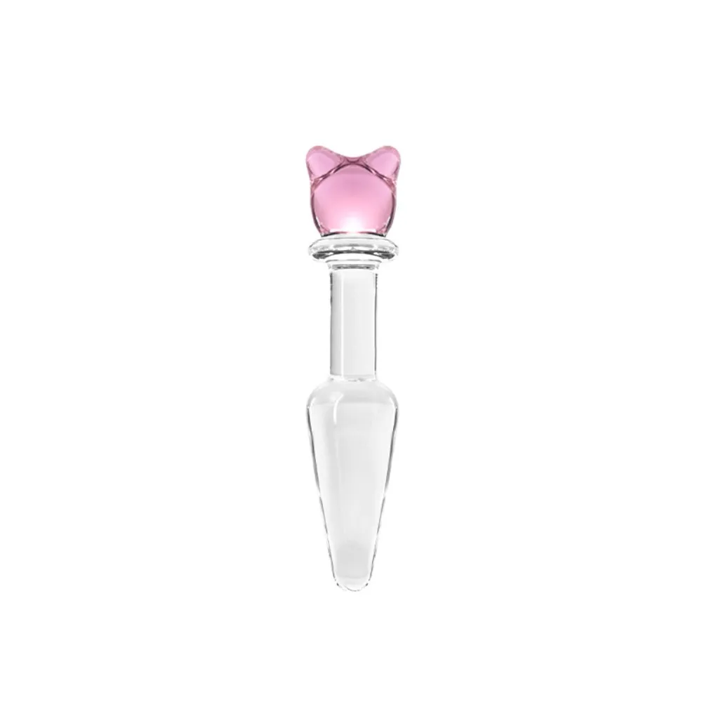 Pink crystal glass anal plugs in 3 sizes, progressive anal training toys, unisex sex toys.