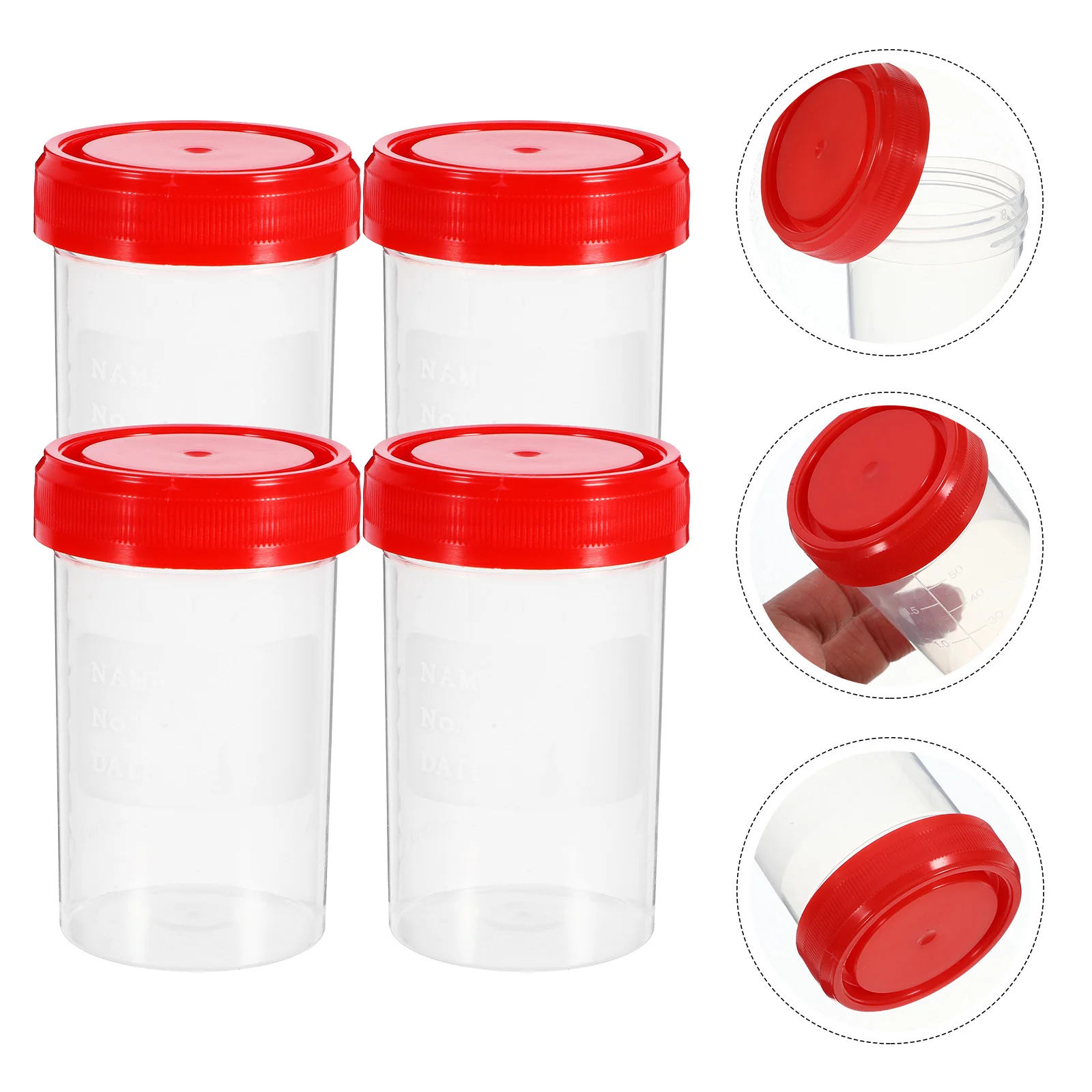 20Pcs Practical Plastic Specimen Cup Urine Container 60ml EO without Laboratory Medical Use (Random Color)