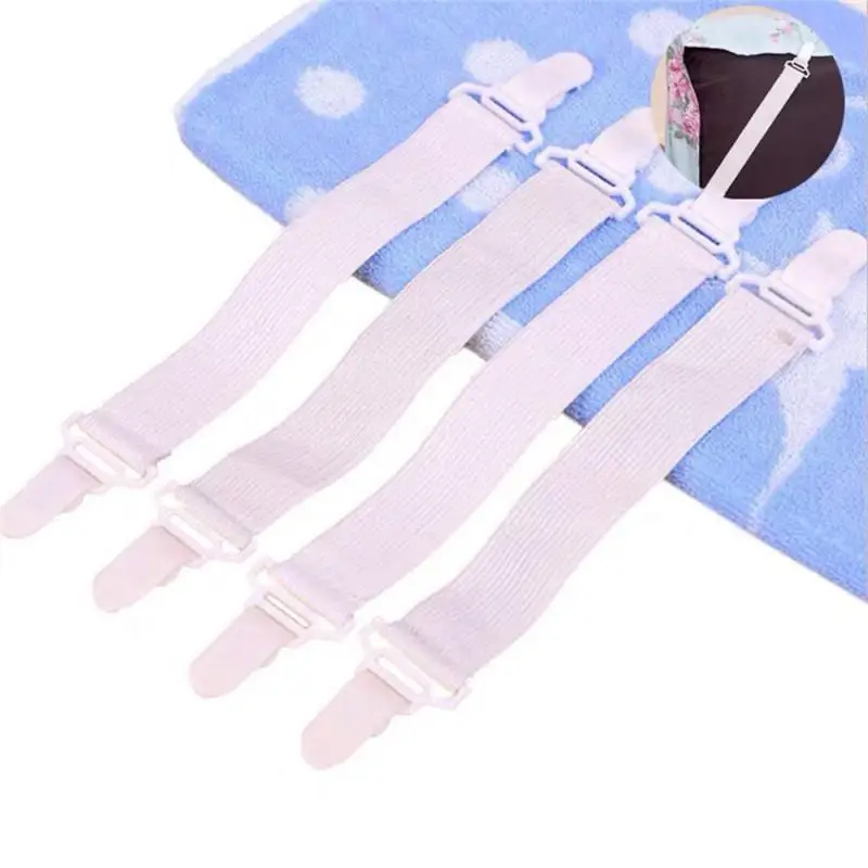 4pcs/set Elastic Bed Sheet Strip Fastener Bed Sheet Grippers Belt Adjustable Mattress Cover Blankets Holder Accessories Home