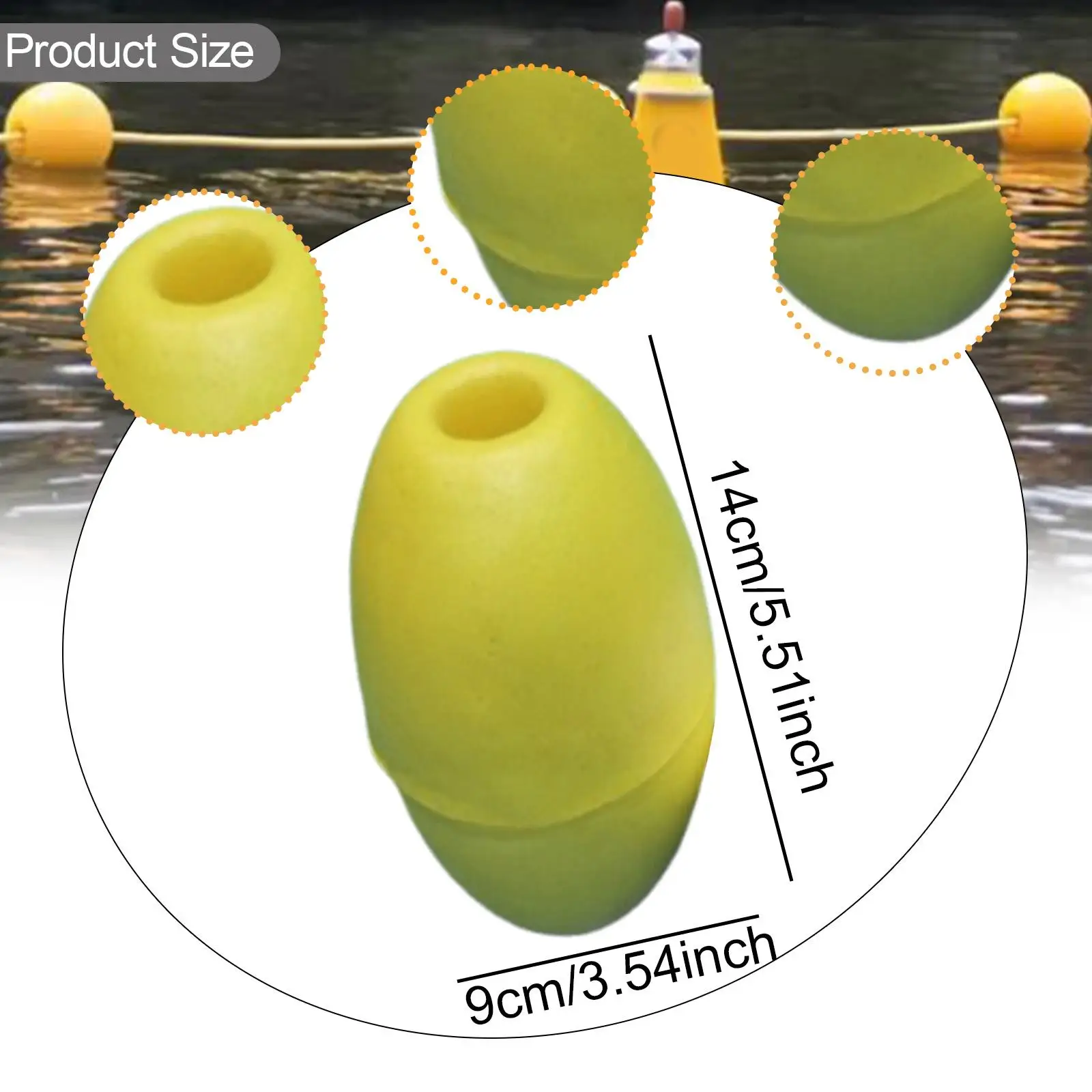 بولي كلوريد الفينيل المياه تعويم شكل الزيتون الكرة المزدهرة لرمي حبل السحب كاياك مرساة علامة المياه العميقة معدات حمام السباحة #6