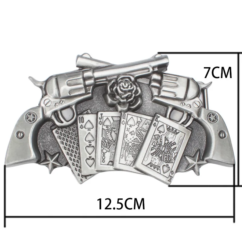 Revolver Belt Buckle Playing Card Roses Belt Buckle Waistband DIY Components for 3.8cm 4cm Belt