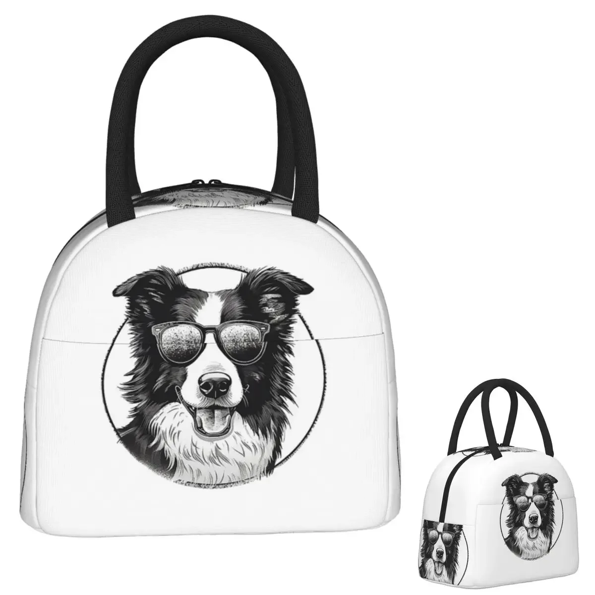 Border Collie Insulated Lunch Bag for Women Kids Portable Food Boxes Thermal Lunch Box Tote