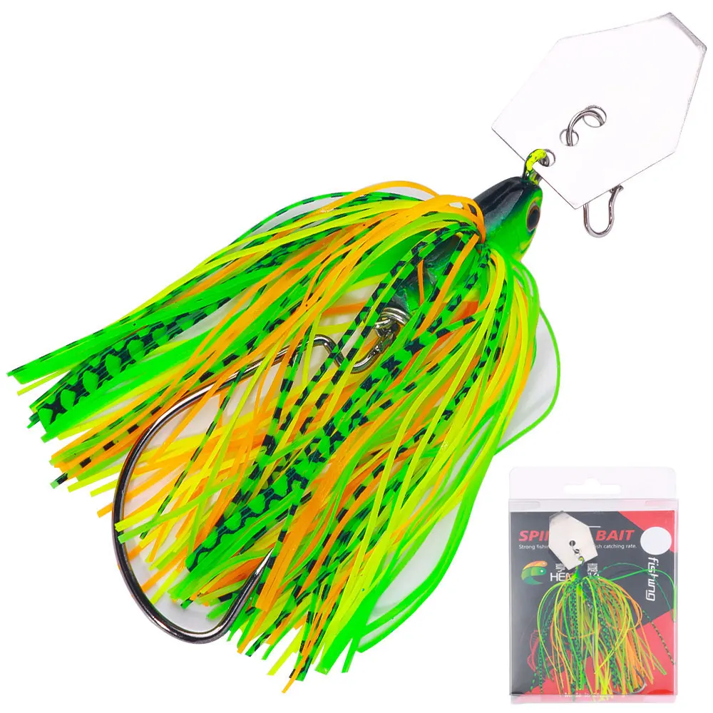 Chatterbait Angelköder für Weitwürfe und Schleppangeln mit Blattköder, Gummischürze, Spinner und Wobbler - Künstlicher Köder für Barsch und Hecht