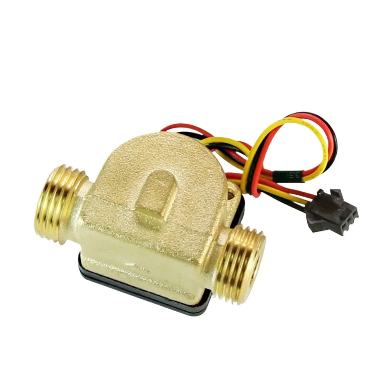 FOR Hall water flow sensor 4 points copper water heater card swiping machine DN15 water flow meter G1/2 outer screw