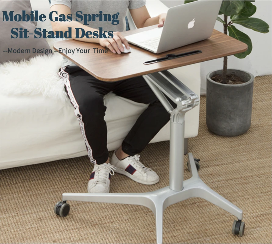 Gas lift mobile workstation cart sit-stand Desk for home office