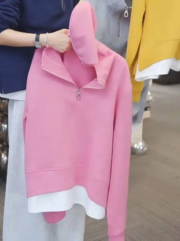 

Faionable Casual Hoodie Long Sve Women's Zipper Top Spring Autumn New Sle Korean Version Loose Fit Polyester Blend