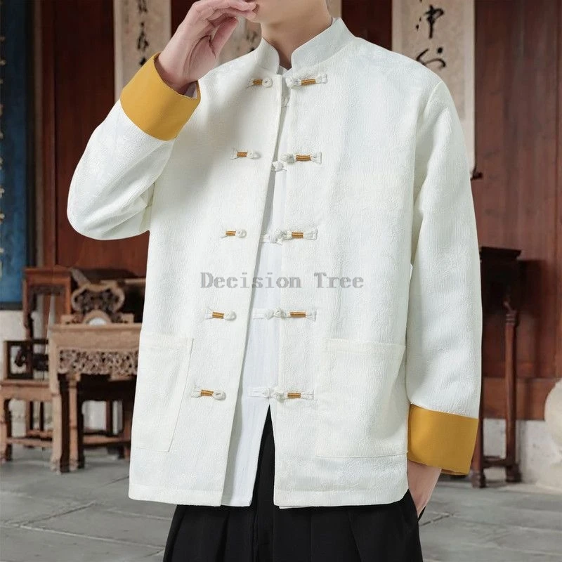 2026 simple literature art men's wushu tops chinese kungfu training tang suit coat ethnic style leisure fashionable jacket